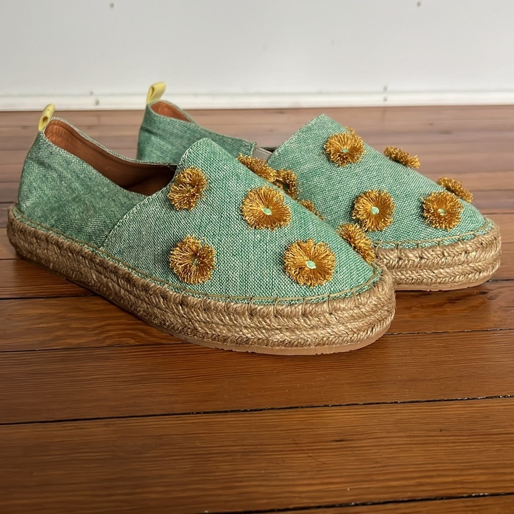 Silvia Cobos Womens SC SOIL MOCASINES Leather Flat Espadrilles Light Green - 10 - Picture 3 of 11